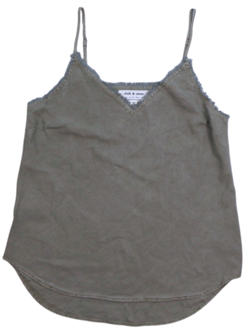 Cloth & Stone Sage Green Frayed Trim Tank Anthropologie Size S